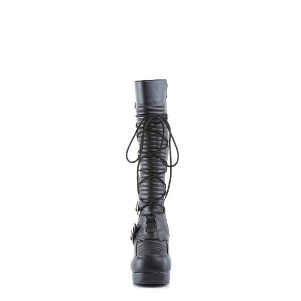 Demonia Women's Gothika-200 Knee High Platform Boots - Black Vegan Leather D0943-85US Clearance